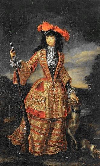 Jan Frans van Douven Anna Maria Luisa de' Medici in hunting dress Norge oil painting art